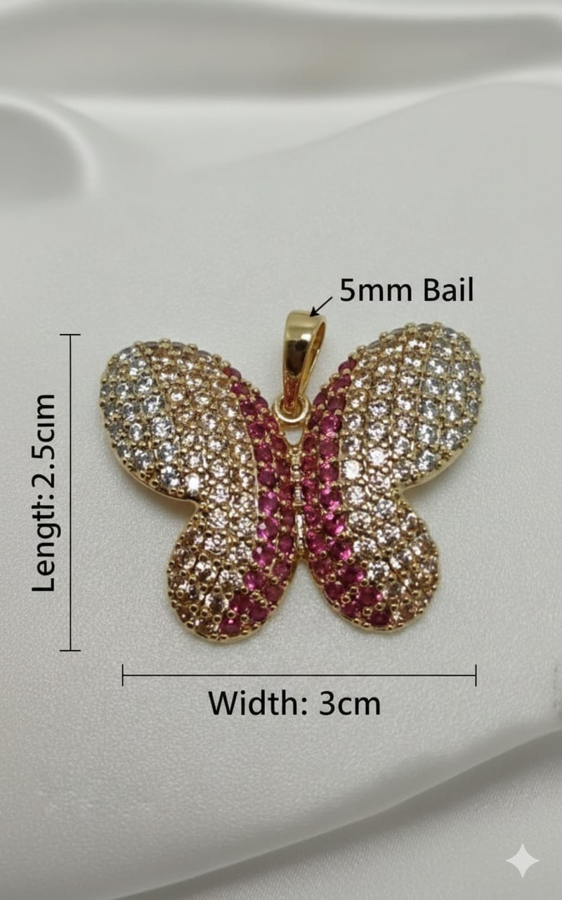 Ciondolo Farfalla- SSJewelry - Oro Laminato di alta Qualità per uso quotidiano- Gioielleria in Ticino.