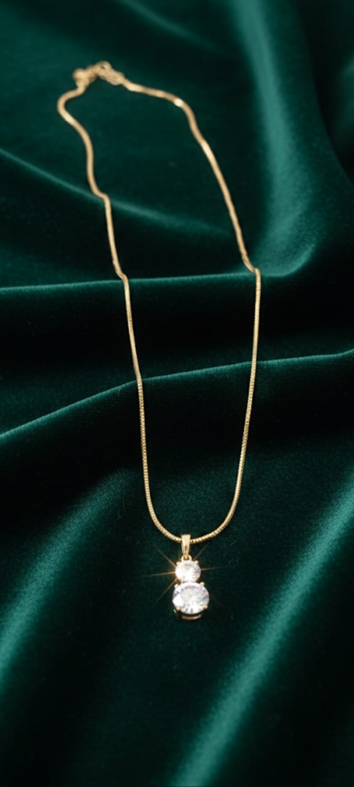 Ciondolo Doppia Pietra- SSJewelry - Oro Laminato di alta Qualità per uso quotidiano- Gioielleria in Ticino