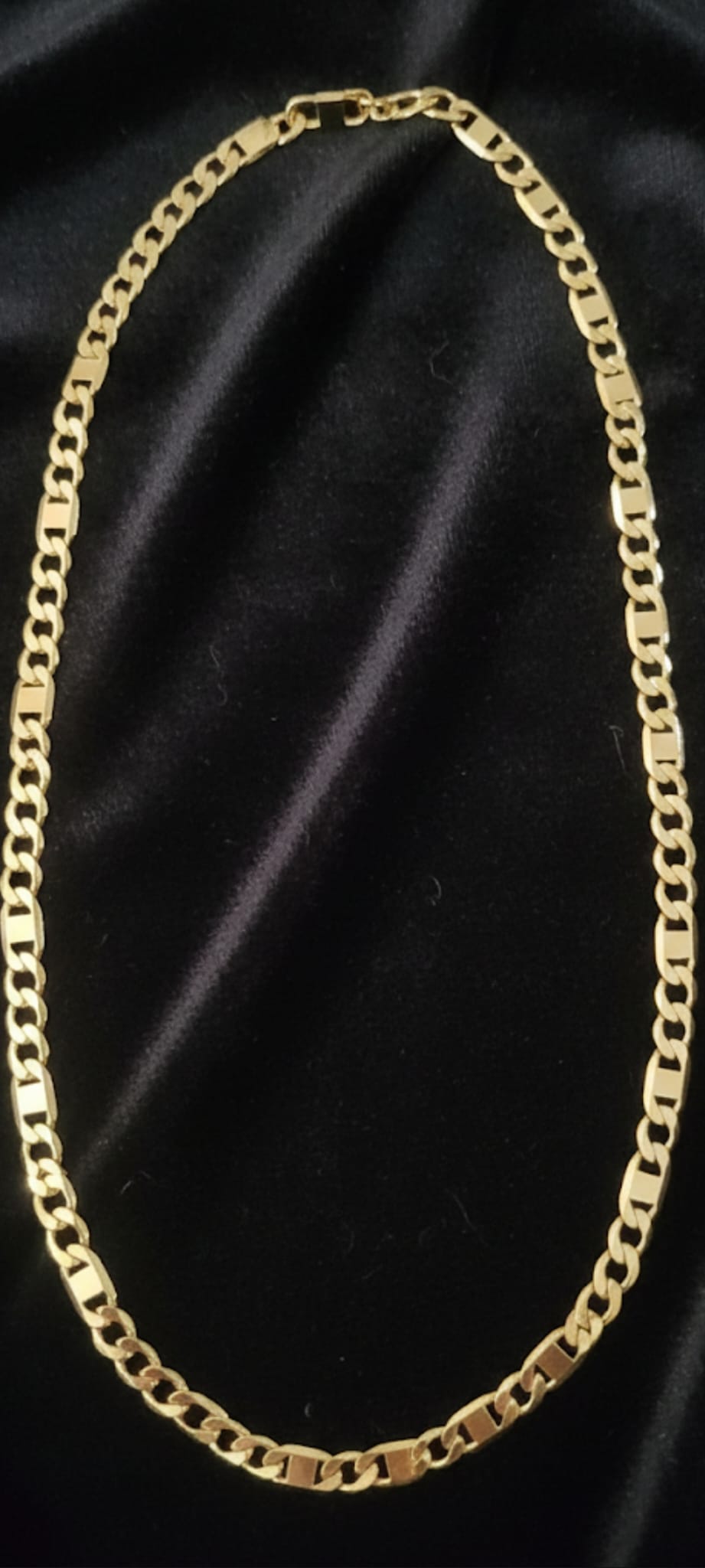 Goldene Marinerkette, Flache Halskette, Collier maille marine, Chaîne or 5mm, Collana marinaia oro, Collana piatta 5mm