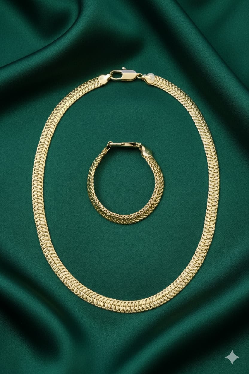 Collana Set Herringbone Royale- SSJewelry - Oro laminato di alta qualità per uso quotidiano - Gioielleria in Ticino