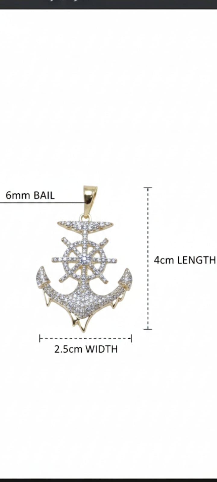 Ciondolo Ancora e Timone- SSJewelry - Oro Laminato di alta Qualità per uso quotidiano- Gioielleria in Ticino.