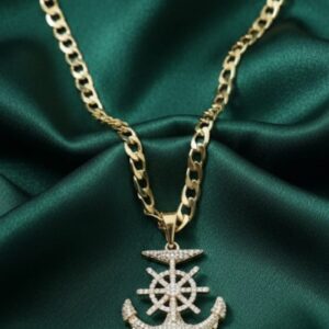 Ciondolo Ancora e Timone- SSJewelry - Oro Laminato di alta Qualità per uso quotidiano- Gioielleria in Ticino.