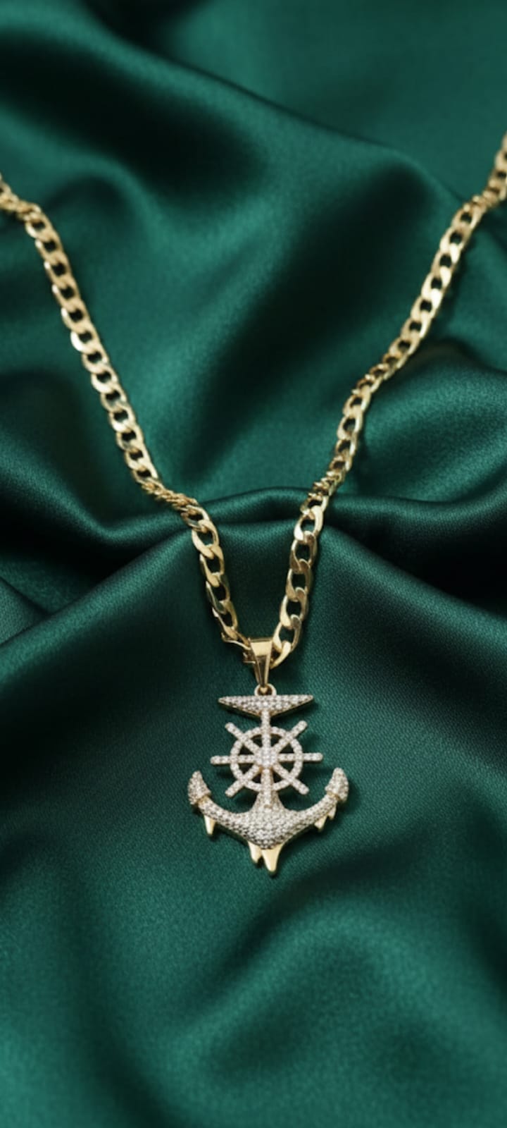 Ciondolo Ancora e Timone- SSJewelry - Oro Laminato di alta Qualità per uso quotidiano- Gioielleria in Ticino.