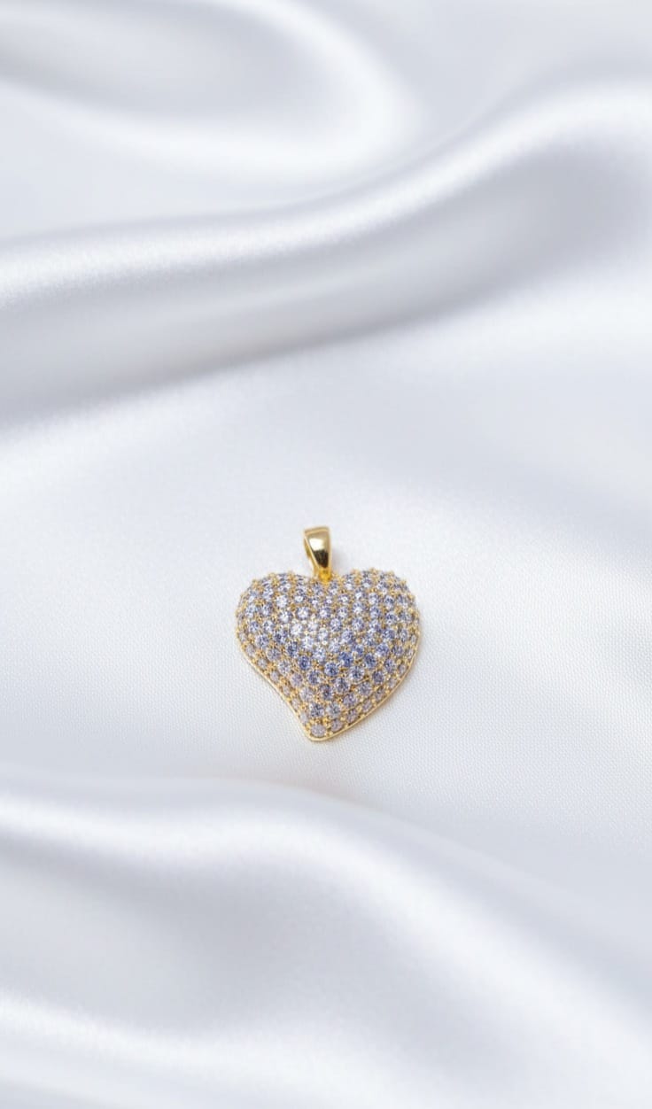 Ciondolo Cuore Bombato- SSJewelry - Oro Laminato di alta Qualità per uso quotidiano- Gioielleria in Ticino.