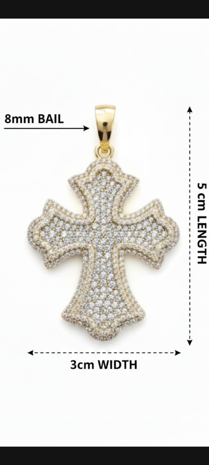 Ciondolo Croce Gotica- SSJewelry - Oro Laminato di alta Qualità per uso quotidiano- Gioielleria in Ticino.