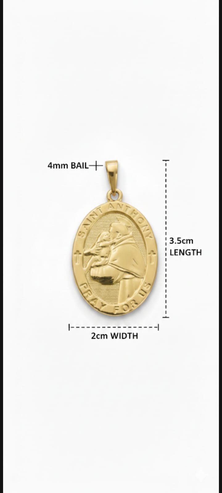 Ciondolo Medaglia Sant´Antonio- SSJewelry - Oro Laminato di alta Qualità per uso quotidiano- Gioielleria in Ticino.