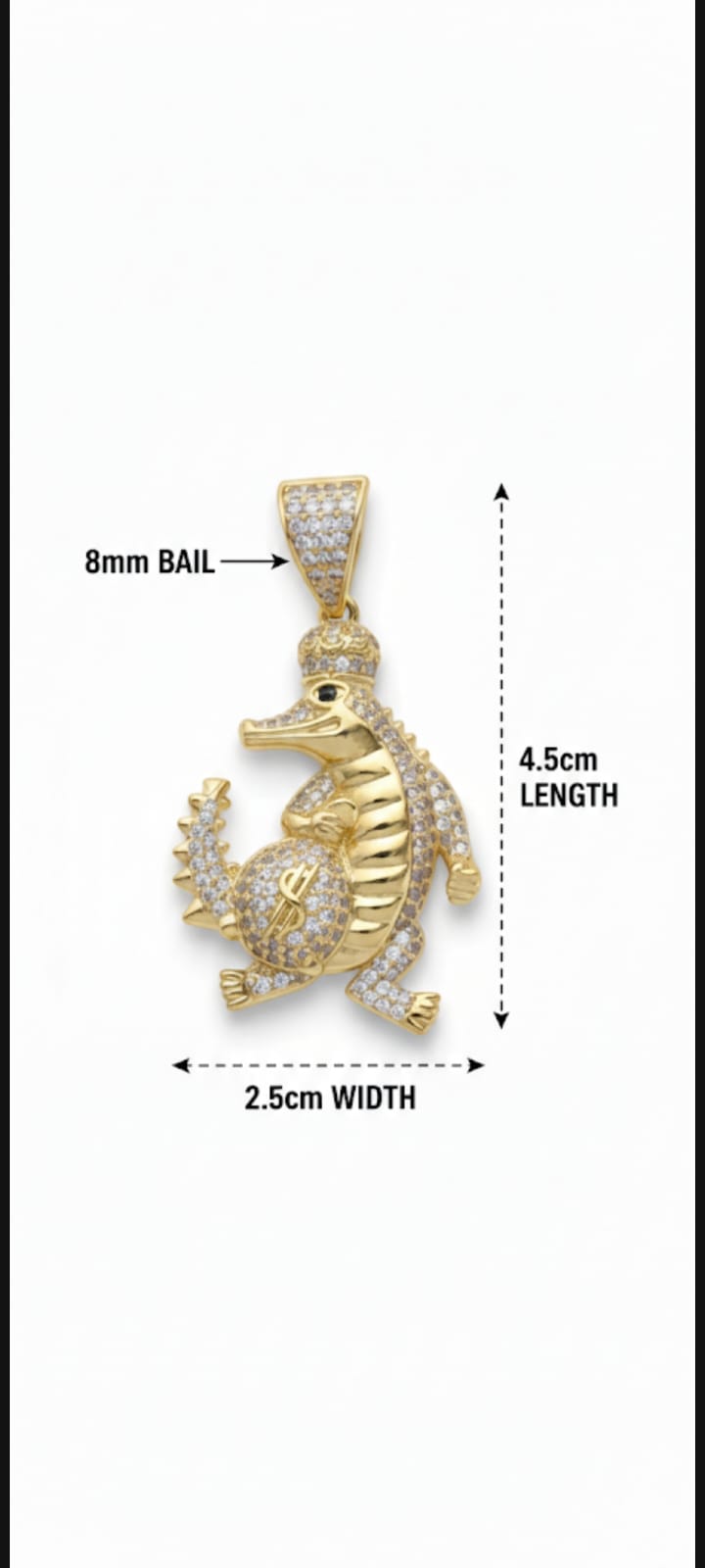 Ciondolo Coccodrillo Money Bag- SSJewelry - Oro Laminato di alta Qualità per uso quotidiano- Gioielleria in Ticino.