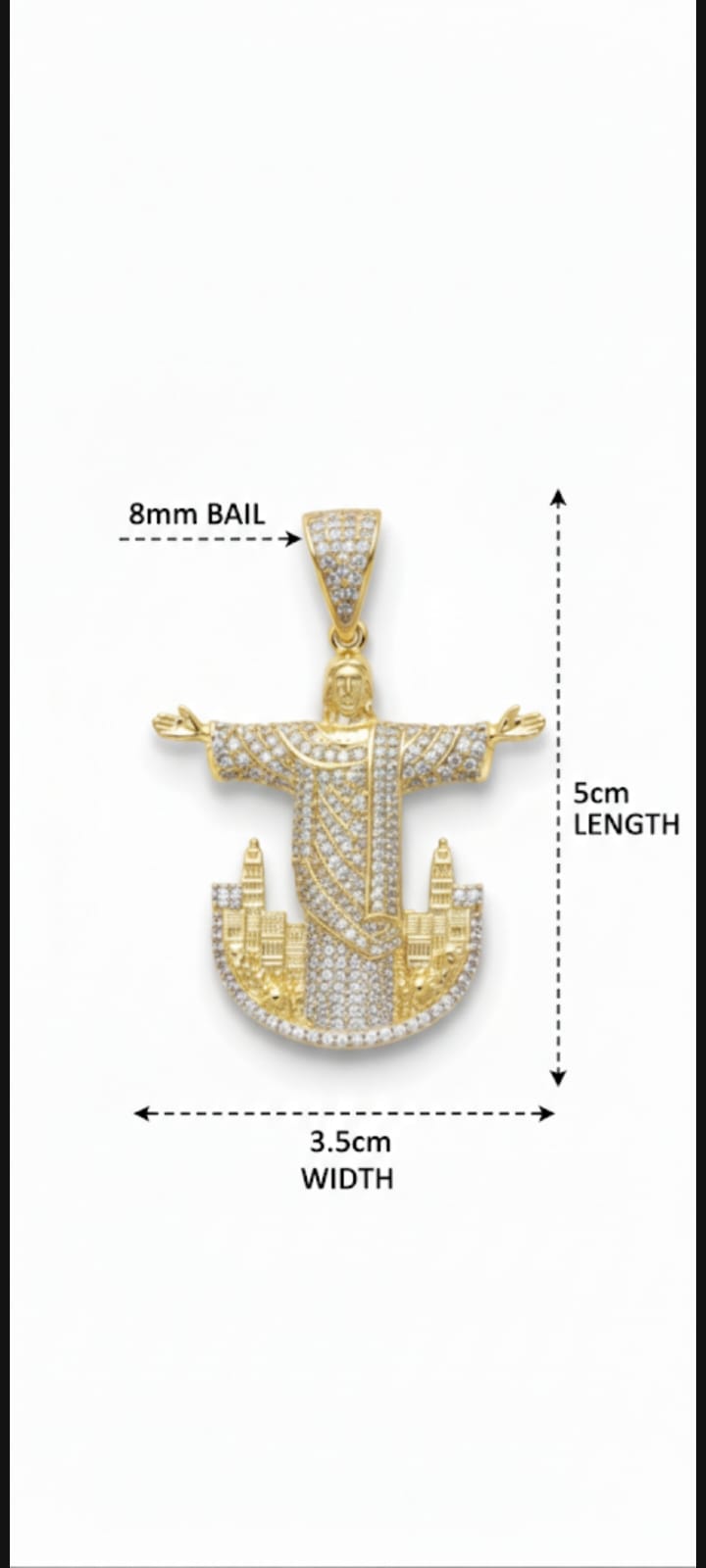 Ciondolo Cristo Redentore- SSJewelry - Oro Laminato di alta Qualità per uso quotidiano- Gioielleria in Ticino.