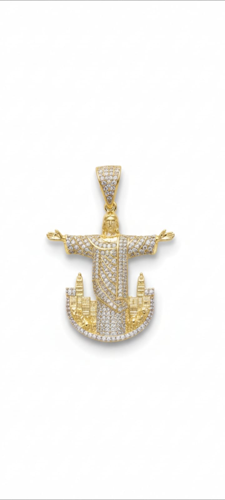 Ciondolo Cristo Redentore- SSJewelry - Oro Laminato di alta Qualità per uso quotidiano- Gioielleria in Ticino.