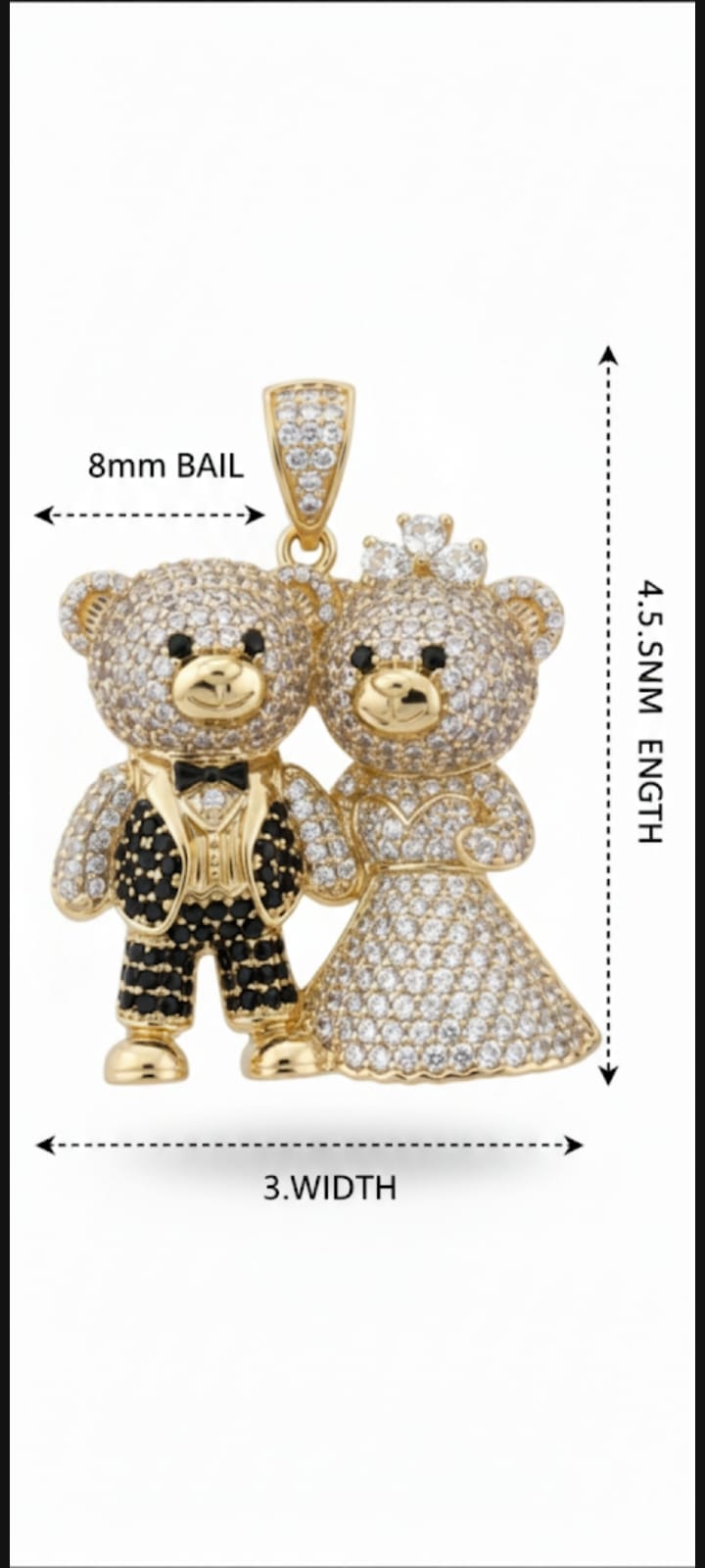 Ciondolo Coppia Orsetti- SSJewelry - Oro Laminato di alta Qualità per uso quotidiano- Gioielleria in Ticino.