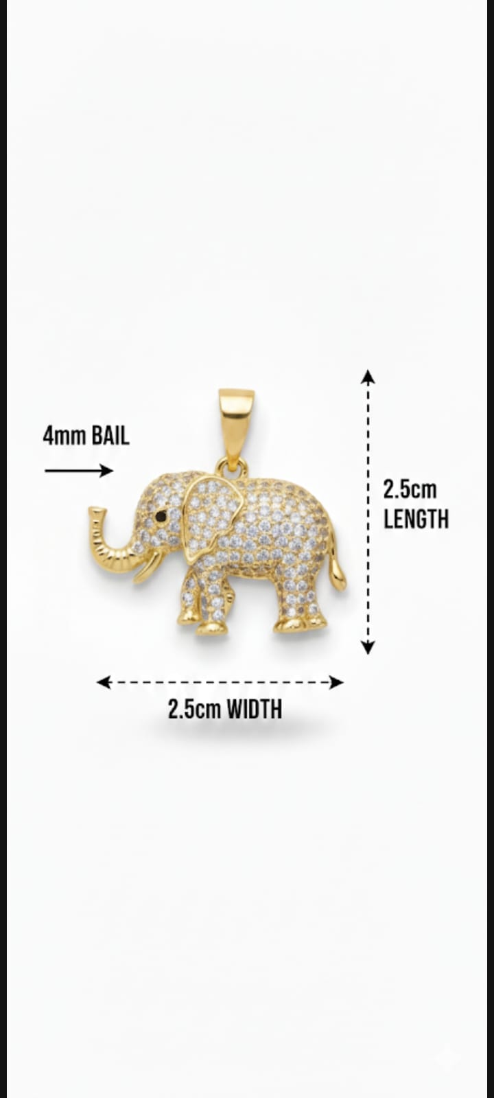 Ciondolo Elefante Portafortuna- SSJewelry - Oro Laminato di alta Qualità per uso quotidiano- Gioielleria in Ticino.