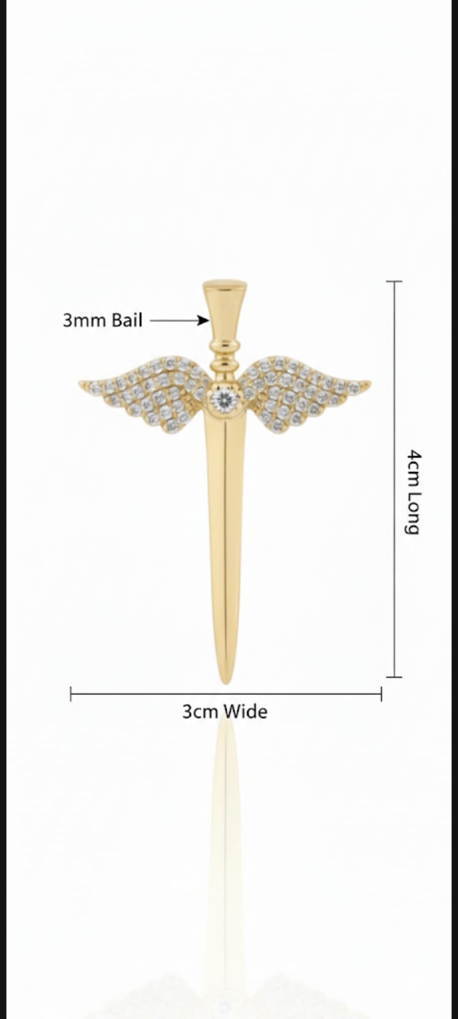 Ciondolo Daga Alata- SSJewelry - Oro Laminato di alta Qualità per uso quotidiano- Gioielleria in Ticino.