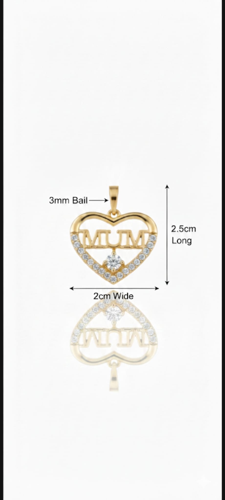 Ciondolo Cuore MUM- SSJewelry - Oro Laminato di alta Qualità per uso quotidiano- Gioielleria in Ticino.