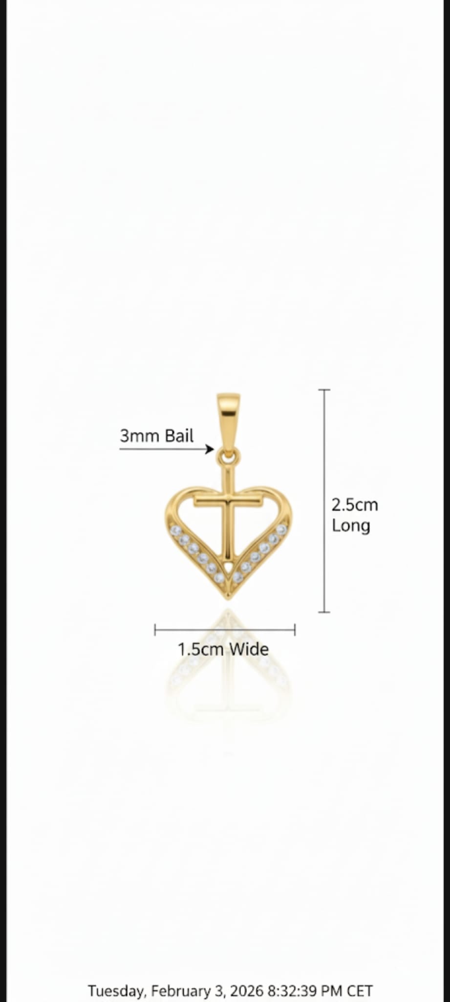 Ciondolo Cuore Sacro- SSJewelry - Oro Laminato di alta Qualità per uso quotidiano- Gioielleria in Ticino.