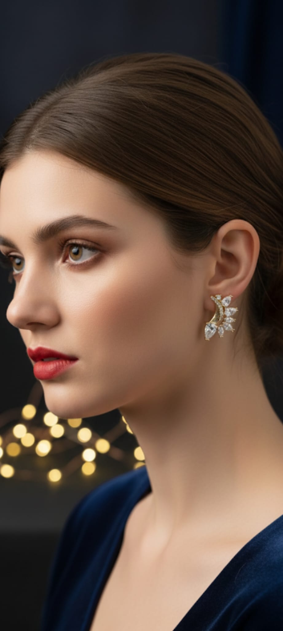 Orecchini Mezzaluna di Cristallo- SSJewelry - Oro laminato di alta qualità per uso quotidiano - Gioielleria in Ticino