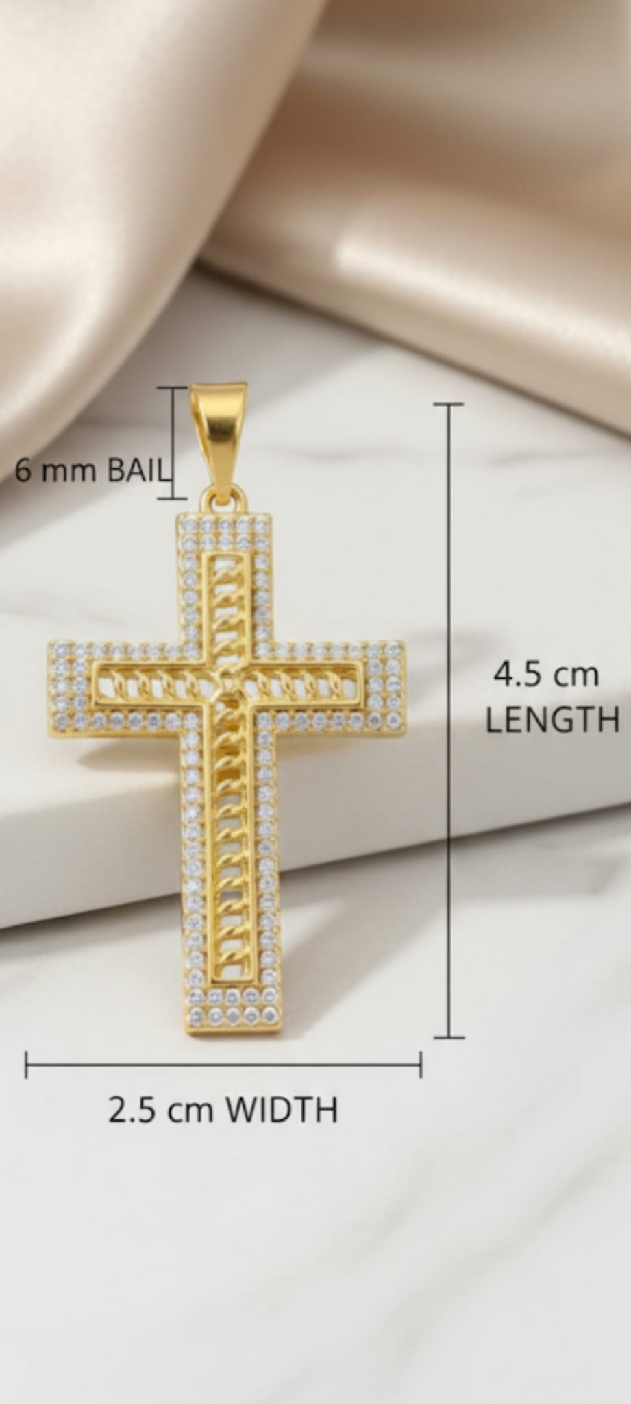 Ciondolo Croce con Zirconi- SSJewelry - Oro Laminato di alta Qualità per uso quotidiano- Gioielleria in Ticino.