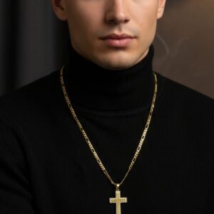 Ciondolo Croce con Zirconi- SSJewelry - Oro Laminato di alta Qualità per uso quotidiano- Gioielleria in Ticino.