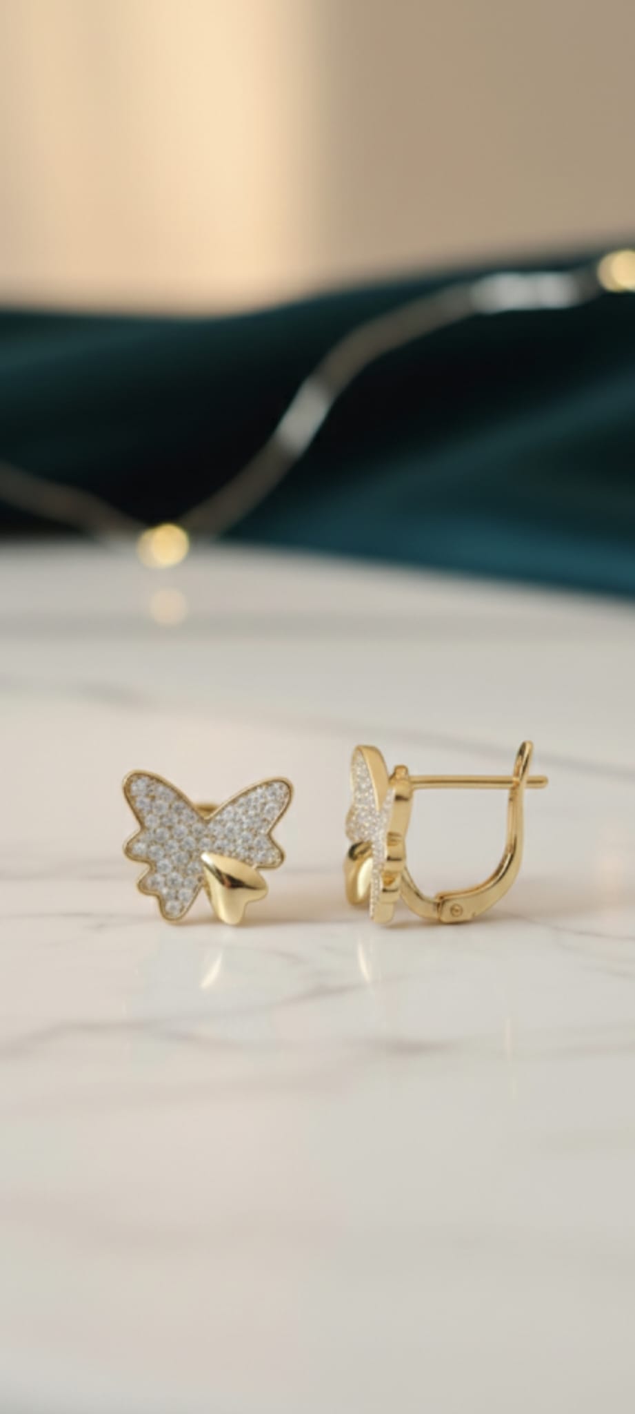Orecchini Farfalla Brillante- SSJewelry - Oro laminato di alta qualità per uso quotidiano - Gioielleria in Ticino