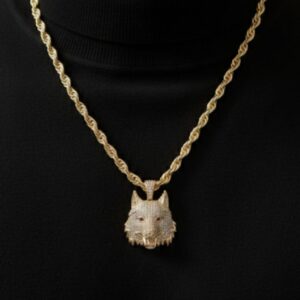 Ciondolo Testa di Lupo- SSJewelry - Oro Laminato di alta Qualità per uso quotidiano- Gioielleria in Ticino.